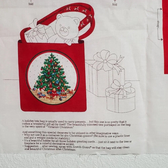 Vintage V.I.P  Cranston Christmas Tree Tote Bag Sewing Fabric Panel Cut & Sew - Picture 6 of 6
